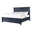 Pemberly Row Queen Bed with Storage Drawers and Panel Headboard in Slate Blue