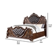 Pemberly Row King Bed with Carved Details and Tufted Faux Leather in Brown