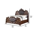 Pemberly Row Queen Bed with Carved Details and Tufted Faux Leather in Brown