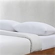Pemberly Row Full Bed with Beige Boucle Upholstered Headboard in Walnut Brown