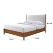 Pemberly Row Full Bed with Beige Boucle Upholstered Headboard in Walnut Brown