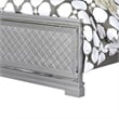 Pemberly Row Queen Bed with Gray Velvet Upholstery and Silver Mirror Accents