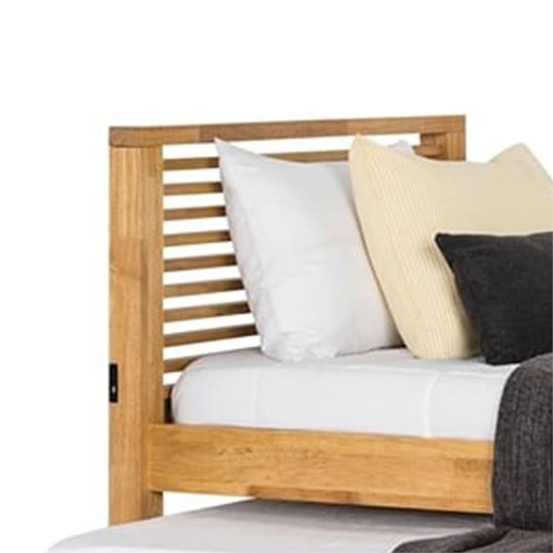 Pemberly Row Full Captain Bed with Storage Trundle in Light Oak Brown