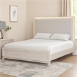 Pemberly Row Queen Bed with LED Headboard in Weathered Gray Rubberwood