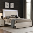 Pemberly Row King Bed with LED Headboard in White Wash Paper Veneer