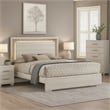 Pemberly Row King Bed with LED Headboard in White Wash and Stone Gray