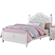 Pemberly Row Full Bed with Button Tufted Faux Leather Headboard in White