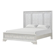 Pemberly Row King Bed with Panel Design and Silver Accents in Creamy White
