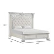 Pemberly Row Queen Bed with Panel Design and Silver Accents in Creamy White