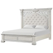 Pemberly Row Queen Bed with Panel Design and Silver Accents in Creamy White