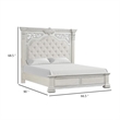 Pemberly Row Queen Bed with Panel Design and Silver Accents in Creamy White
