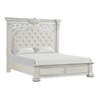 Pemberly Row Queen Bed with Panel Design and Silver Accents in Creamy White