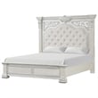 Pemberly Row Queen Bed with Panel Design and Silver Accents in Creamy White