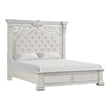Pemberly Row Queen Bed with Panel Design and Silver Accents in Creamy White