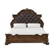 Pemberly Row Queen Bed with Bombay Headboard and Faux Leather in Dark Brown