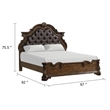 Pemberly Row Queen Bed with Bombay Headboard and Faux Leather in Dark Brown