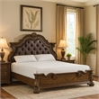 Pemberly Row Queen Bed with Bombay Headboard and Faux Leather in Dark Brown