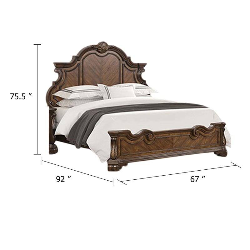 Pemberly Row Queen Bed with Bombay Headboard and Corbels in Dark Brown