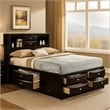 Pemberly Row King Bed with Bookcase Headboard and Storage Drawers in Black