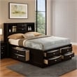 Pemberly Row Queen Bed with Bookcase Headboard and Storage Drawers in Black