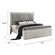 Pemberly Row King Bed with Geometric Upholstered Headboard in Light Gray