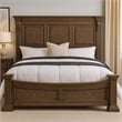 Pemberly Row King Bed with Carved Details in Weathered Oak Solid Wood