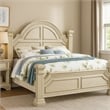 Pemberly Row King Bed with Reeded Posts and Molded Trim in Antique White