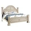 Pemberly Row King Bed with Reeded Posts and Molded Trim in Antique White