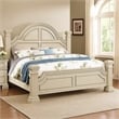 Pemberly Row Queen Bed with Reeded Posts and Molded Trim in Antique White
