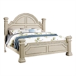 Pemberly Row Queen Bed with Reeded Posts and Molded Trim in Antique White