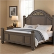 Pemberly Row King Bed with Carved Floral Arched Headboard in Gray