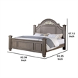 Pemberly Row King Bed with Carved Floral Arched Headboard in Gray