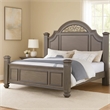 Pemberly Row King Bed with Carved Floral Arched Headboard in Gray