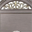 Pemberly Row King Bed with Carved Floral Arched Headboard in Gray