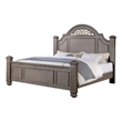 Pemberly Row King Bed with Carved Floral Arched Headboard in Gray