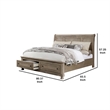 Pemberly Row King Bed with Footboard Storage and Bun Feet in Gray