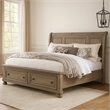 Pemberly Row King Bed with Footboard Storage and Bun Feet in Gray