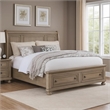 Pemberly Row King Bed with Footboard Storage and Bun Feet in Gray