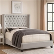 Pemberly Row King Bed with Wingback Headboard and Nailhead Trim in Ivory