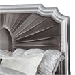Pemberly Row California King Bed with Gray Pleated Velvet in Silver