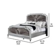 Pemberly Row California King Bed with Gray Pleated Velvet in Silver
