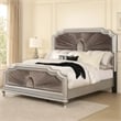 Pemberly Row California King Bed with Gray Pleated Velvet in Silver