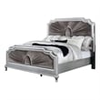 Pemberly Row California King Bed with Gray Pleated Velvet in Silver