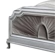 Pemberly Row King Bed with Gray Pleated Velvet Upholstery in Silver