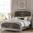 Pemberly Row King Bed with Gray Pleated Velvet Upholstery in Silver