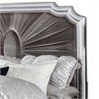 Pemberly Row King Bed with Gray Pleated Velvet Upholstery in Silver