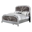 Pemberly Row King Bed with Gray Pleated Velvet Upholstery in Silver