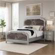 Pemberly Row Queen Bed with Gray Pleated Velvet Upholstery in Silver
