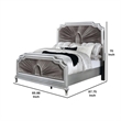 Pemberly Row Queen Bed with Gray Pleated Velvet Upholstery in Silver
