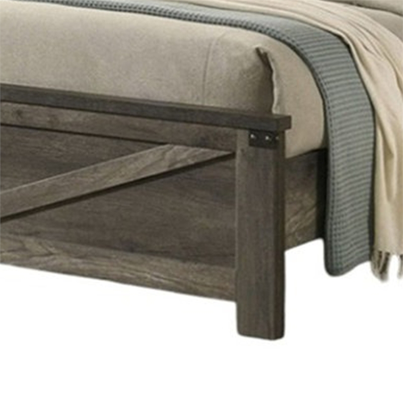 Pemberly Row King Bed with Chevron Panel Headboard in Rustic Gray